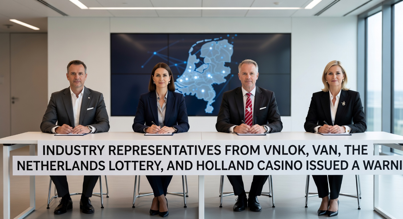 Vergaderzaal met vertegenwoordigers van gokbrancheorganisaties, symboliserend de gezamenlijke waarschuwing aan de overheid over belastingverhogingen