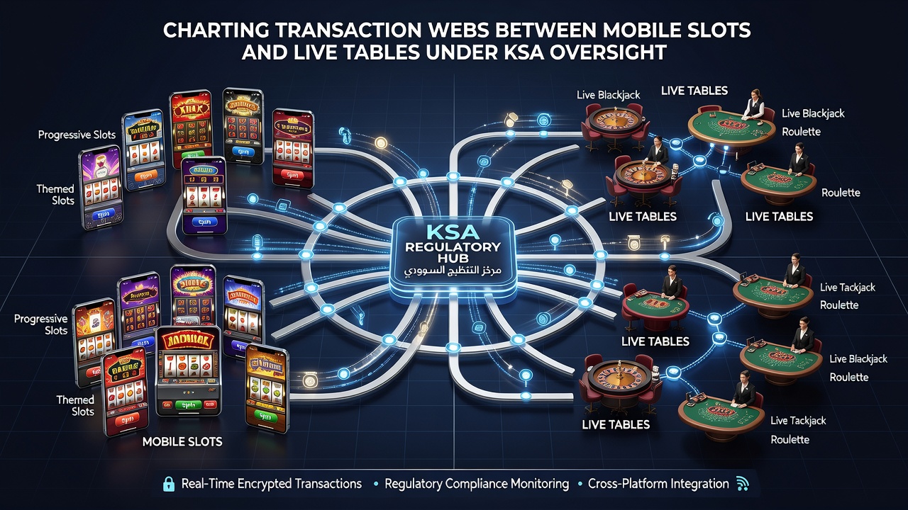 Technische visualisatie van gekoppelde transactiegegevens tussen slots en live tafels