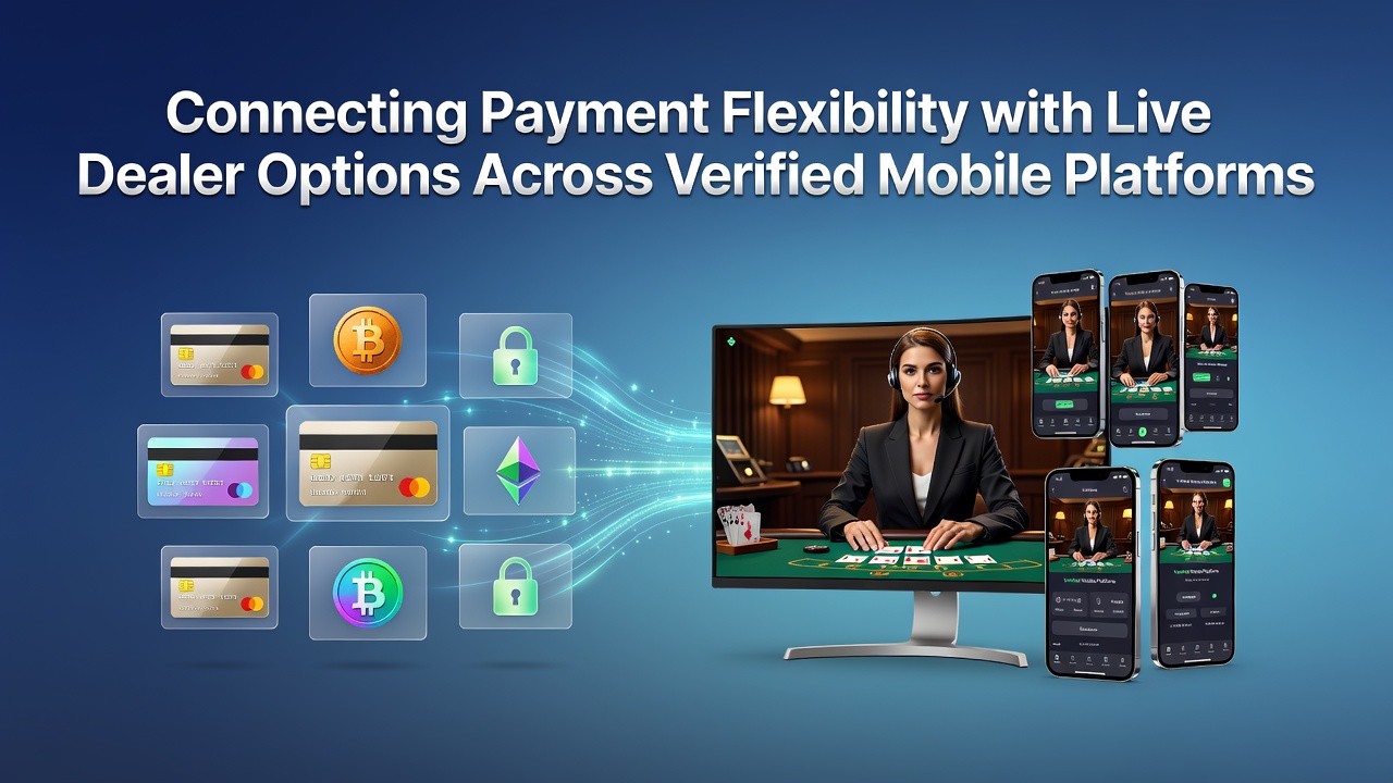 Mobiele casino interface met live dealer en betalingsopties