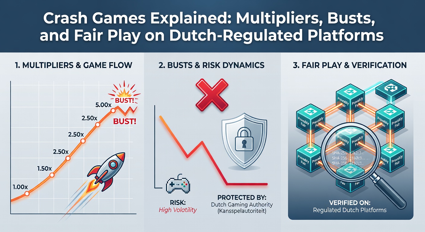 Grafische weergave van een crash game multiplier die stijgt tot een bust punt op een KSA-gelicentieerd platform