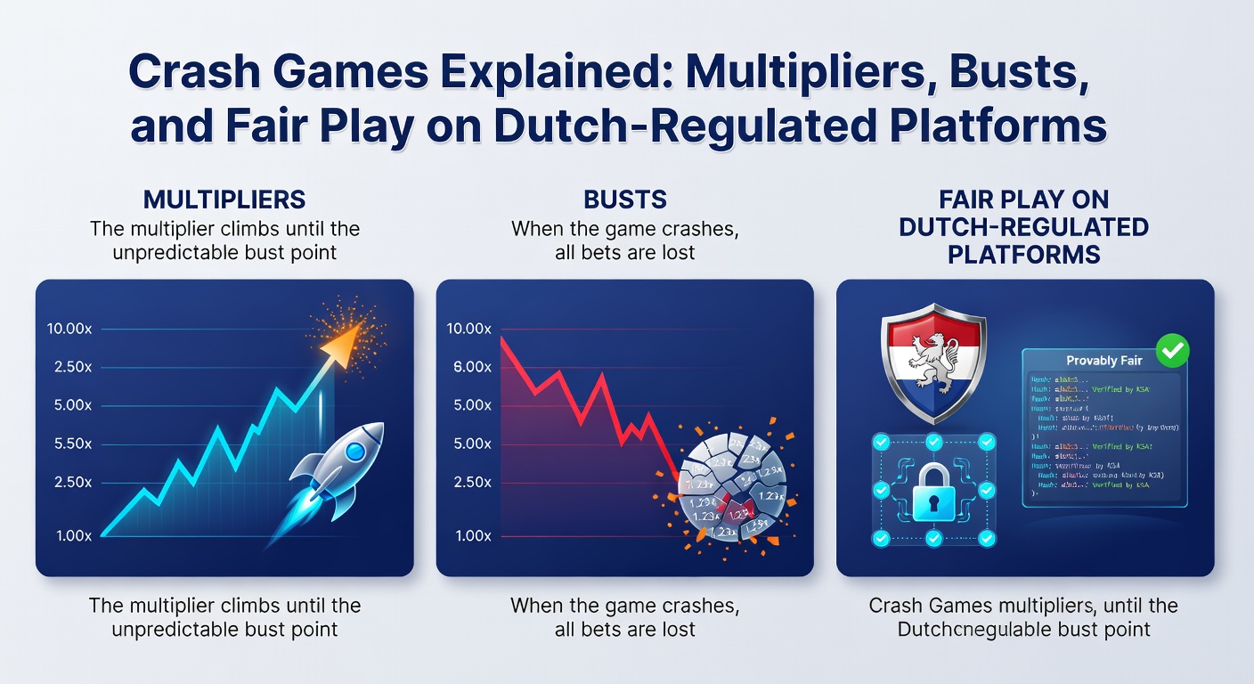 Voorbeeldscherm van een crash game bust met multipliergrafiek en cash-out knop op een Nederlands casino platform