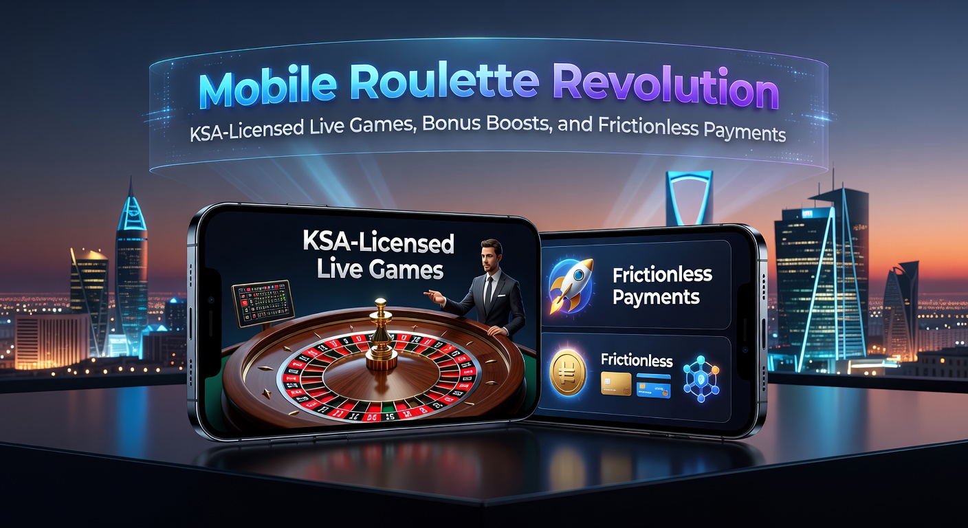 Smartphone met live roulette spel in actie, KSA-logo zichtbaar op scherm met dealer en wiel