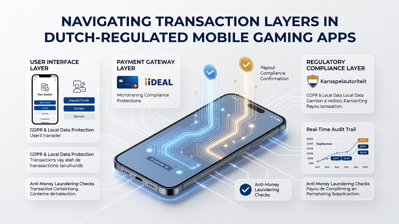 Detailopname van beveiligde transactieverwerking in een mobiele gokapp