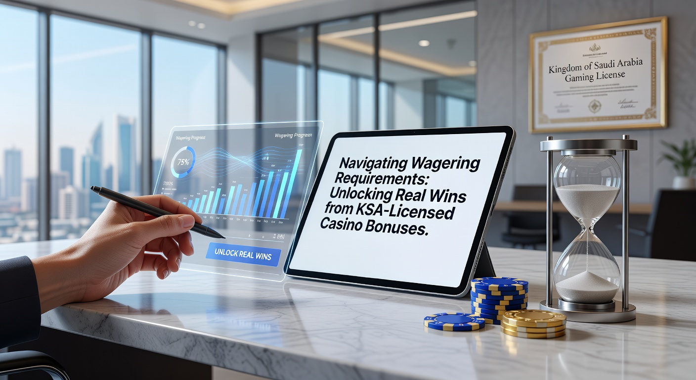 Grafiek die wageringvereisten bij KSA-casinos illustreert, met bonussen en uitbetalingsvoorwaarden