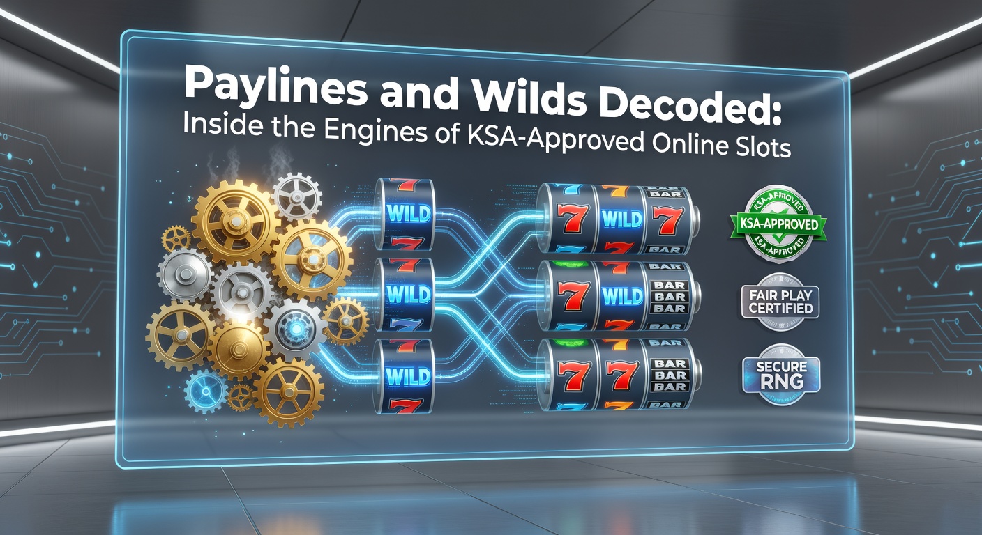 Grafische weergave van actieve paylines op een KSA-goedgekeurd videoslot met wilde symbolen die combinaties vormen