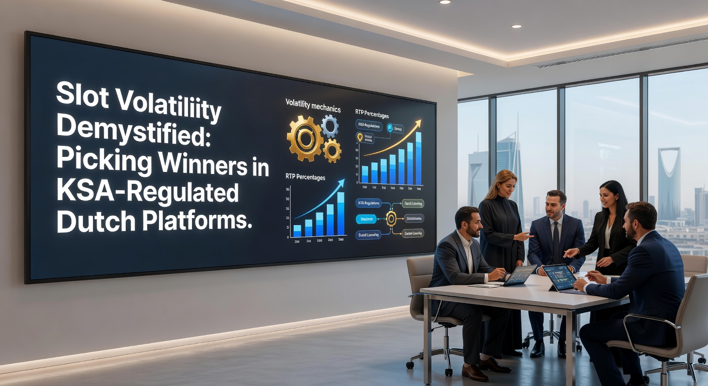 Schermafbeelding van een KSA-goedgekeurde slot met volatiliteitsindicator en RTP-percentage, getoond op een Nederlands casino platform