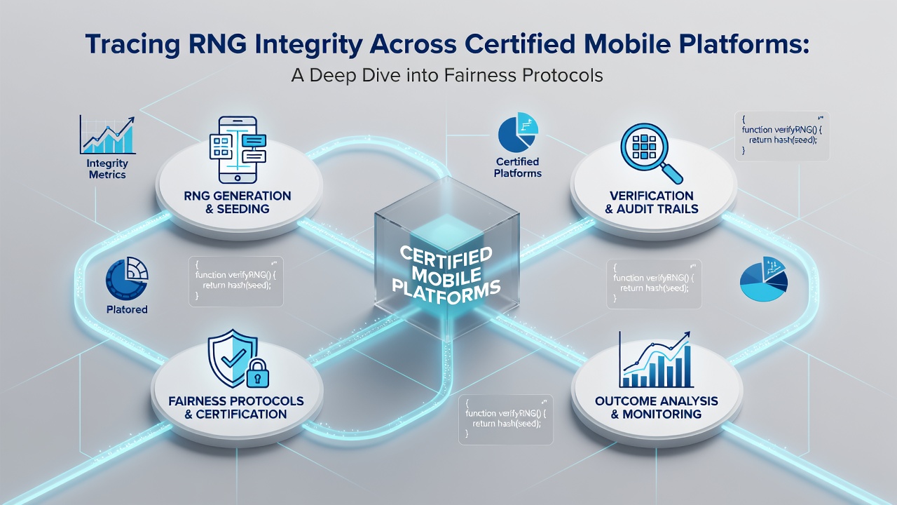 Mobiele app interface met RNG validatie en fairness protocol indicatoren